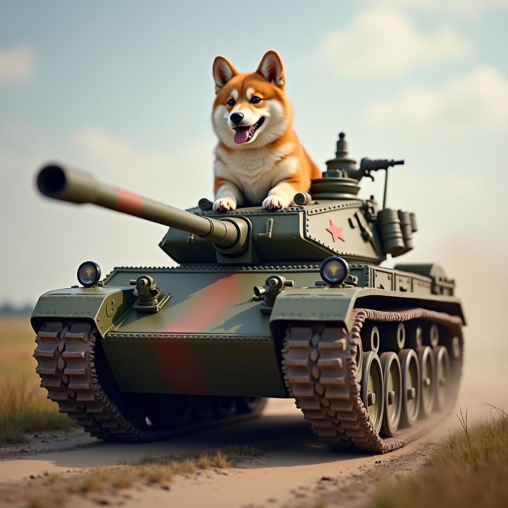Corgi Dog on Russian Tank: An Unexpected Ride