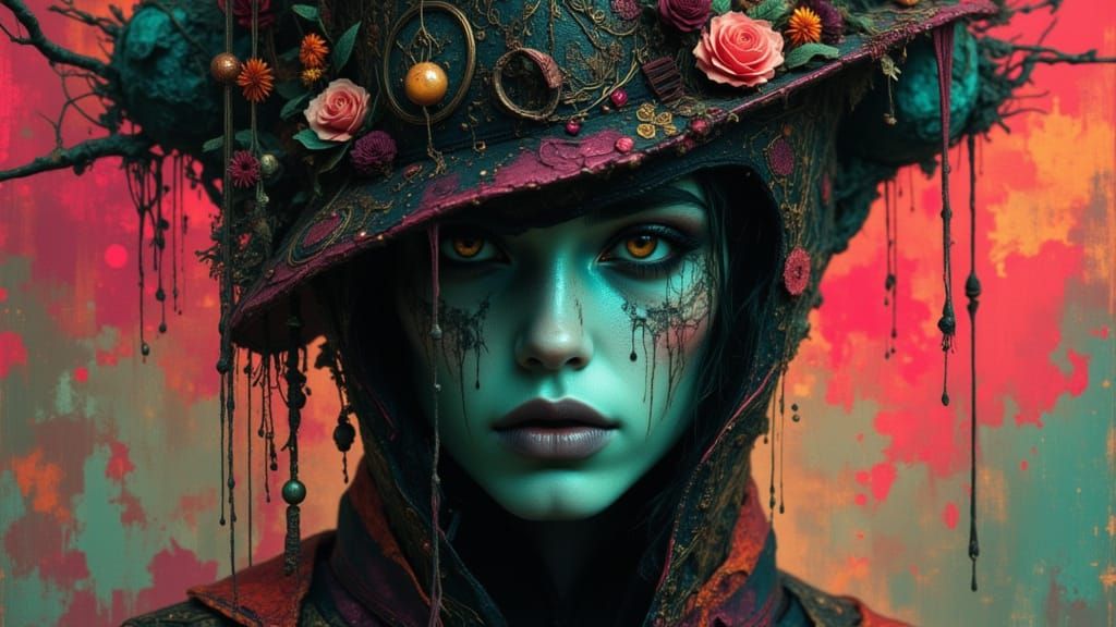 Mangoria: Twilight Zone Portrait in Deco Surreal Style