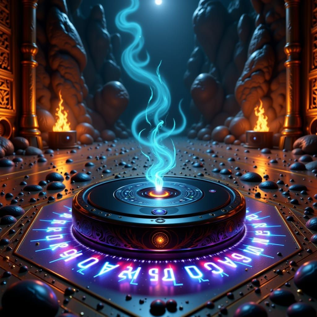 Magical Roomba Explores Ancient Artifact Chamber