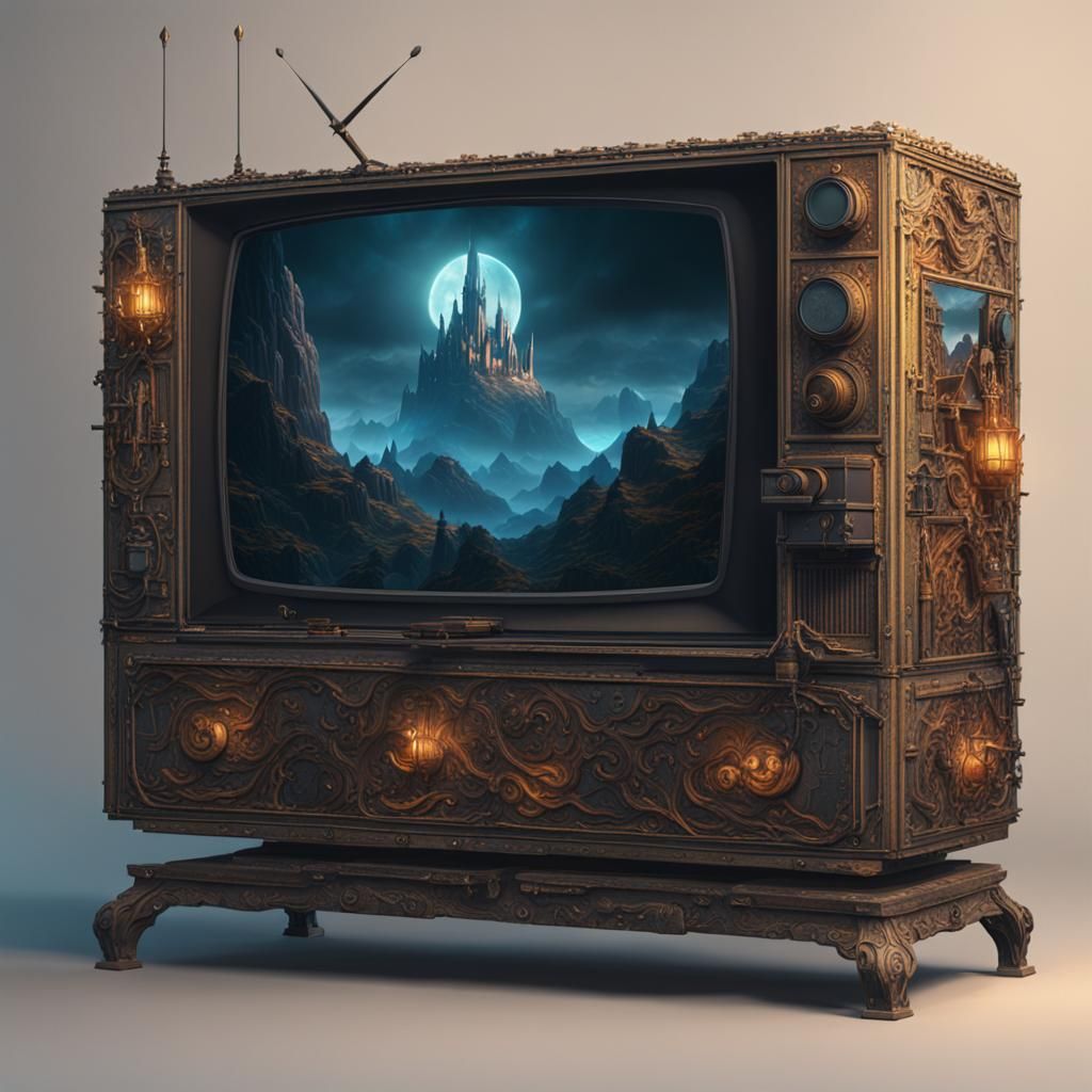 Detailed Matte Painting of a Television