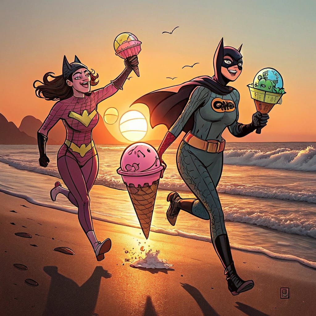 Superheroines in Holographic Hues, Juggling Glittering Ice C...