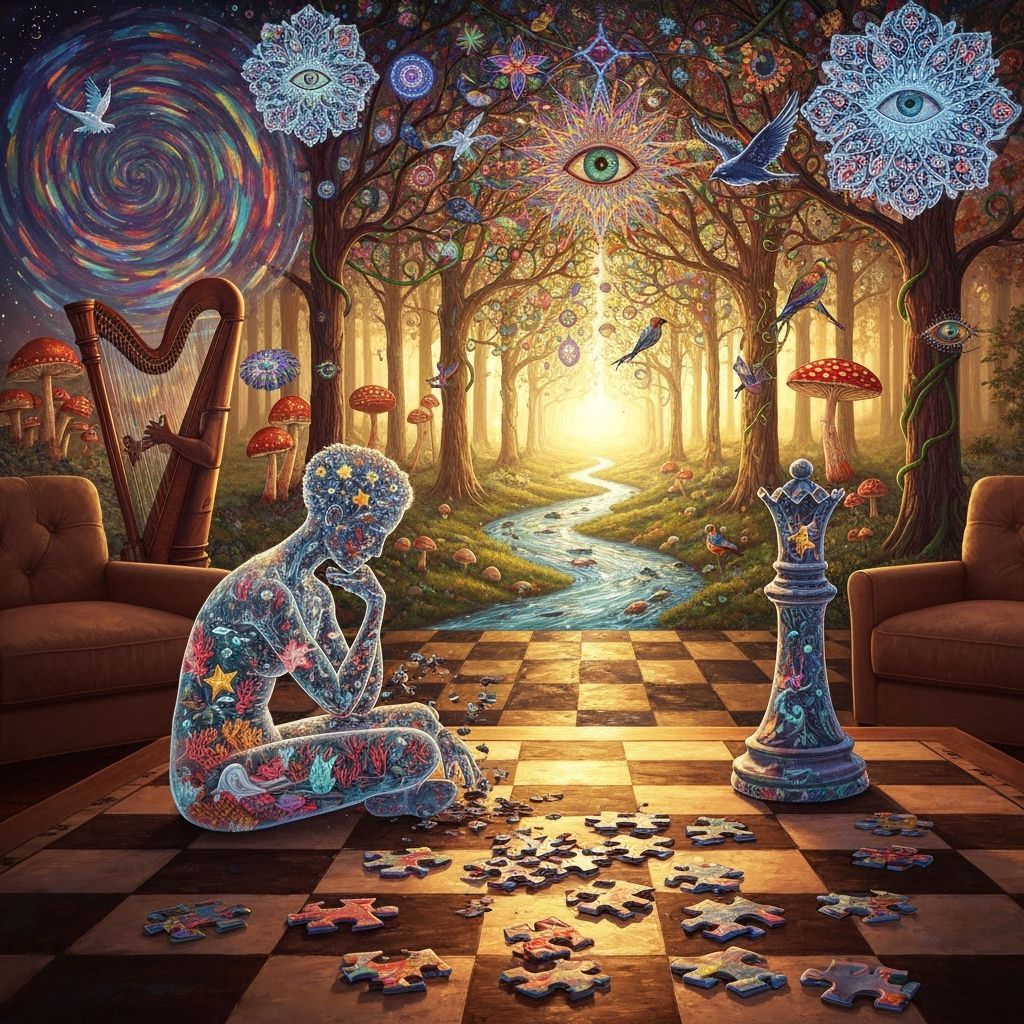 Ocean Puzzle on Coffee Table in Oil Painting Style