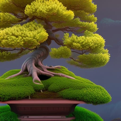 Detailed Bonsai Fantasy Concept Art in Deep Color