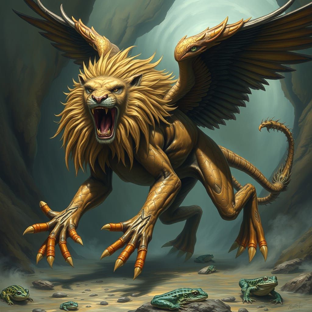 Majestic Hybrid Creature in Dreamlike Environment