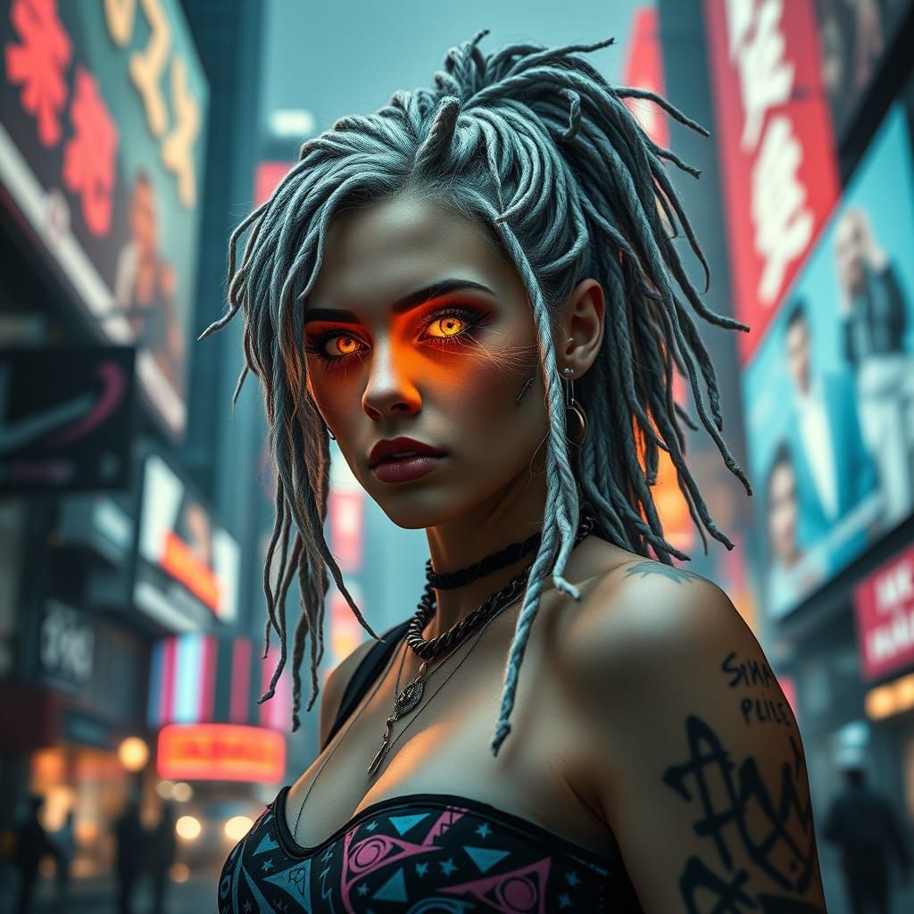 Cyberpunk Heroine Channels Energy Through Glitching City
