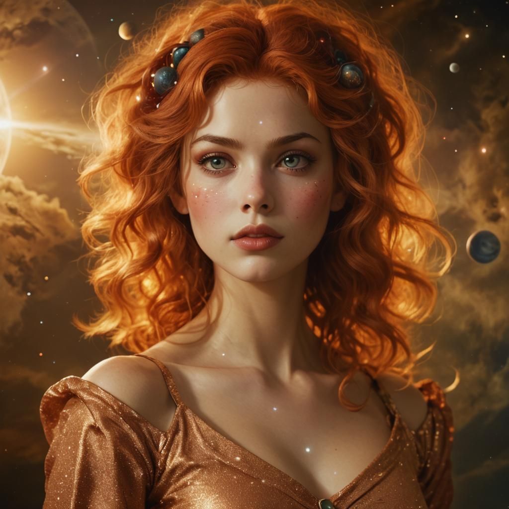 Starry Night Sky with Celestial Goddess