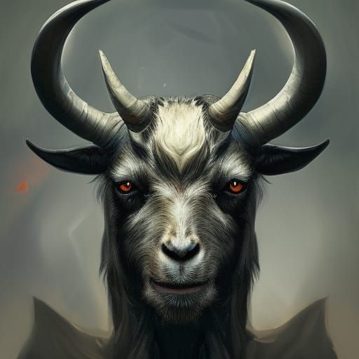Eldritch Black Goat Portrait in Hyperdetailed Style