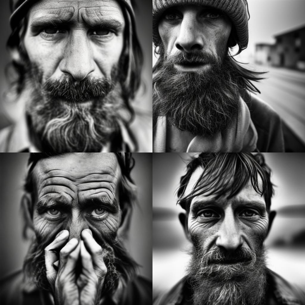 Striking Portrait of a Homeless Man in Black and White