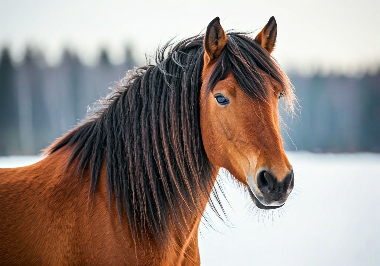 Proud Horse in Winter Wonderland