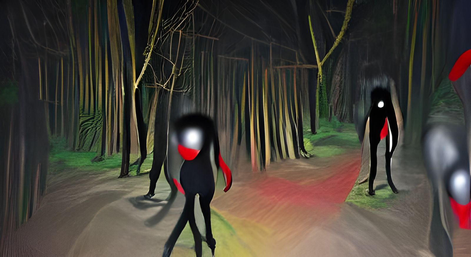 Eerie Forest Encounter with Shadow Figure