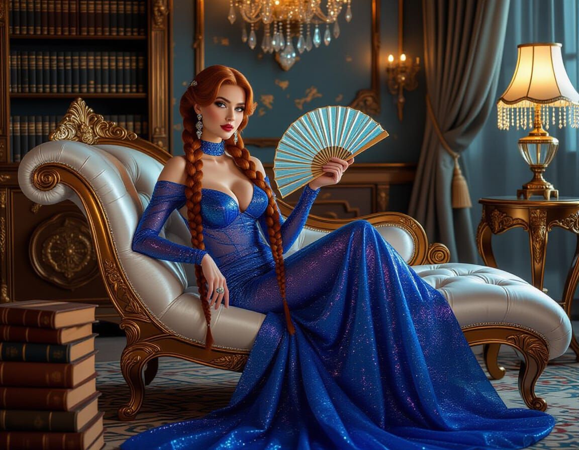 Regal Woman in Neo-Rococo Jetsons Style