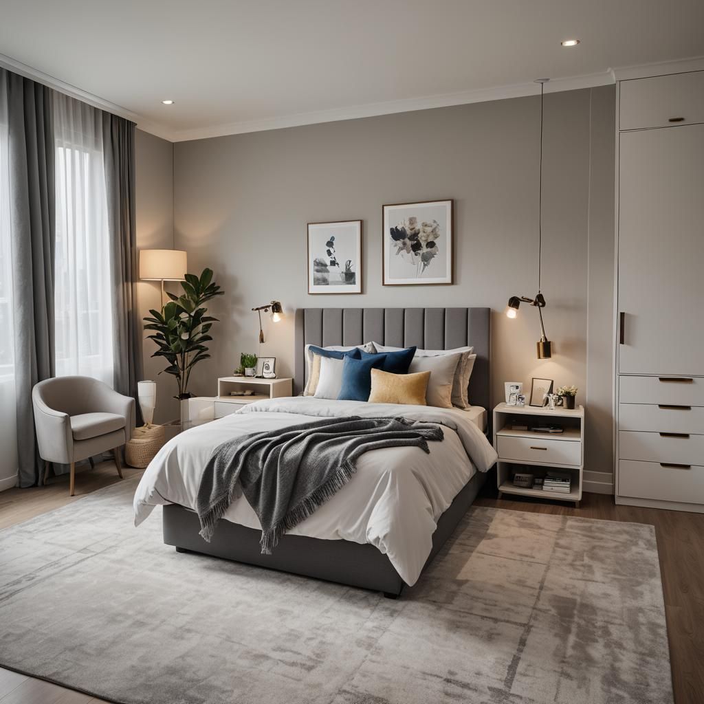 Modern Classic Bedroom Design with Queen Bed