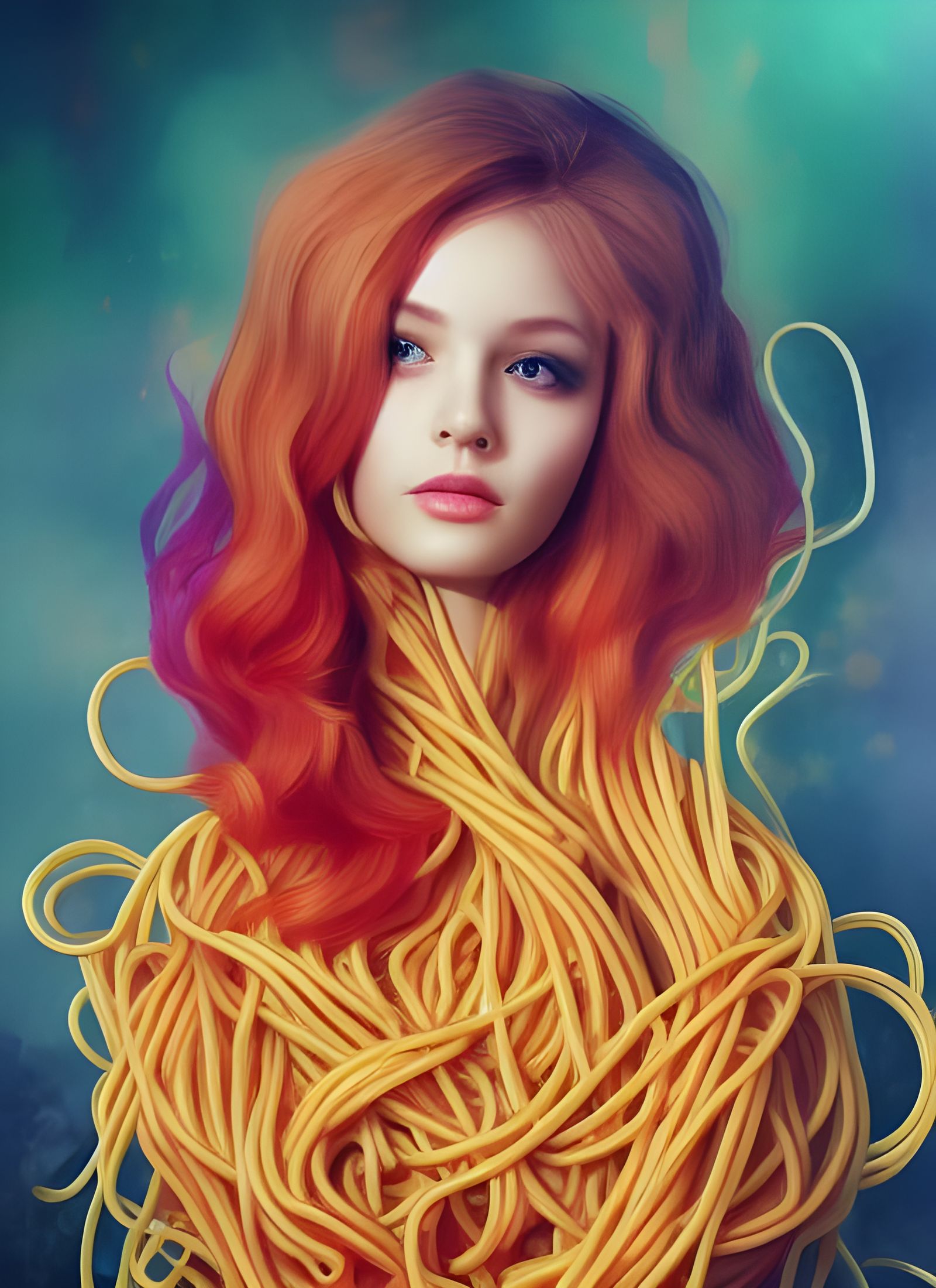Spaghetti and Meatballs Portrait in Dittmann Style