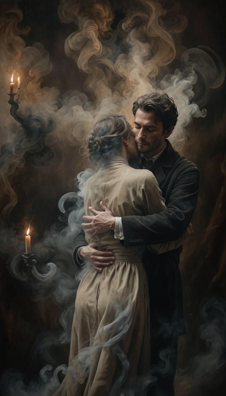 Embrace in Smoke: A Dark Romantic Vision