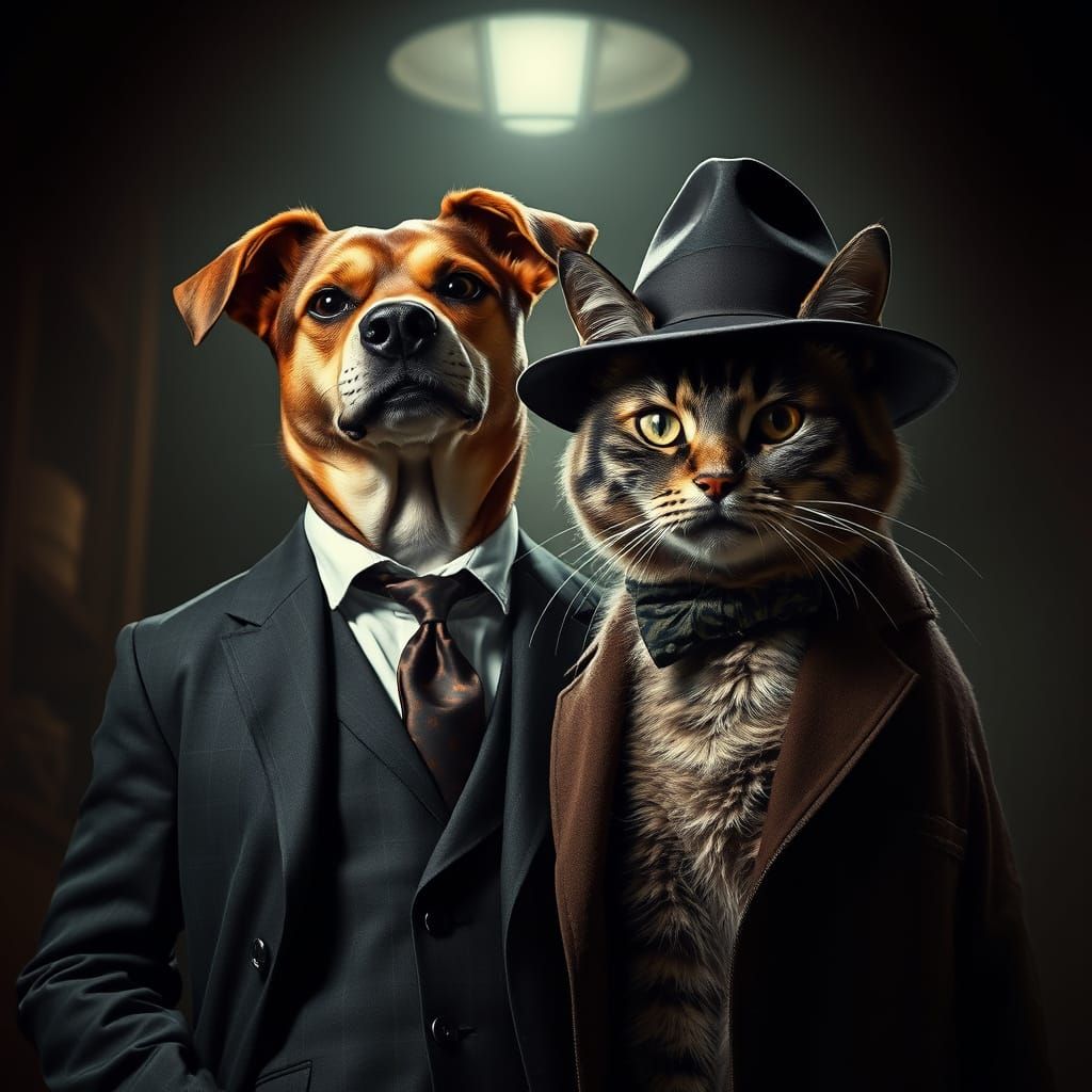 Sleek Canine Don Meets Feline Hoodlum in Gritty Film Noir St...