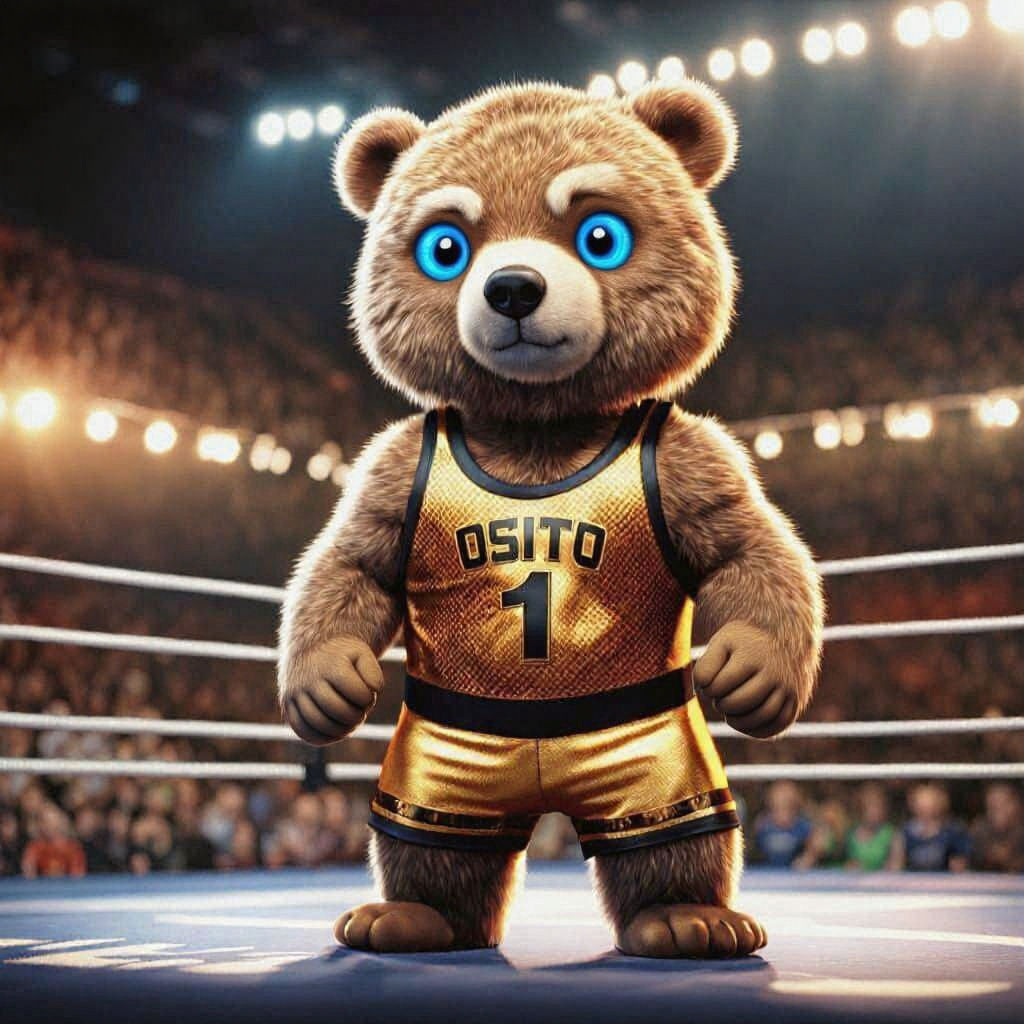Hyperrealistic Bear Cub Wrestler in Singlet
