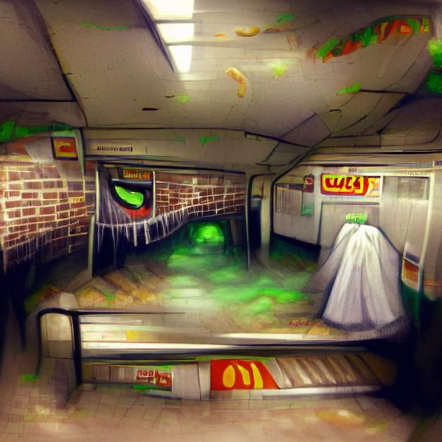 Eerie Abandoned Subway Station in Dim Light