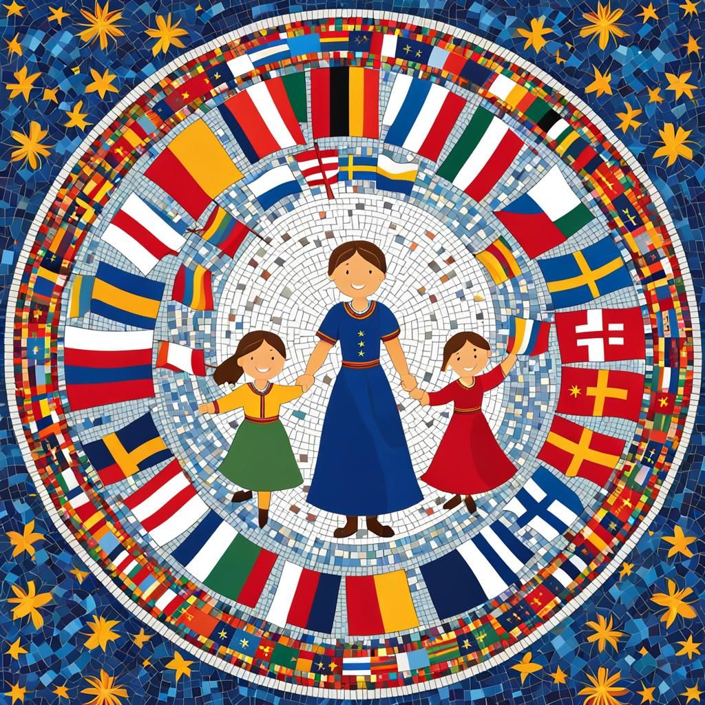 Children Dancing in European Clothing: Flat Design Illustrat...