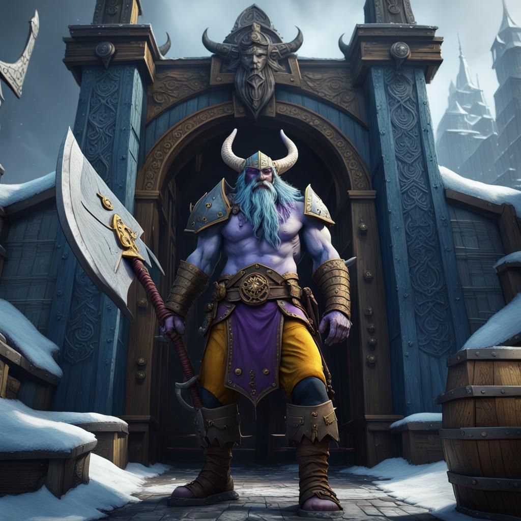 Viking Frost Giants Guarding Port City Gate