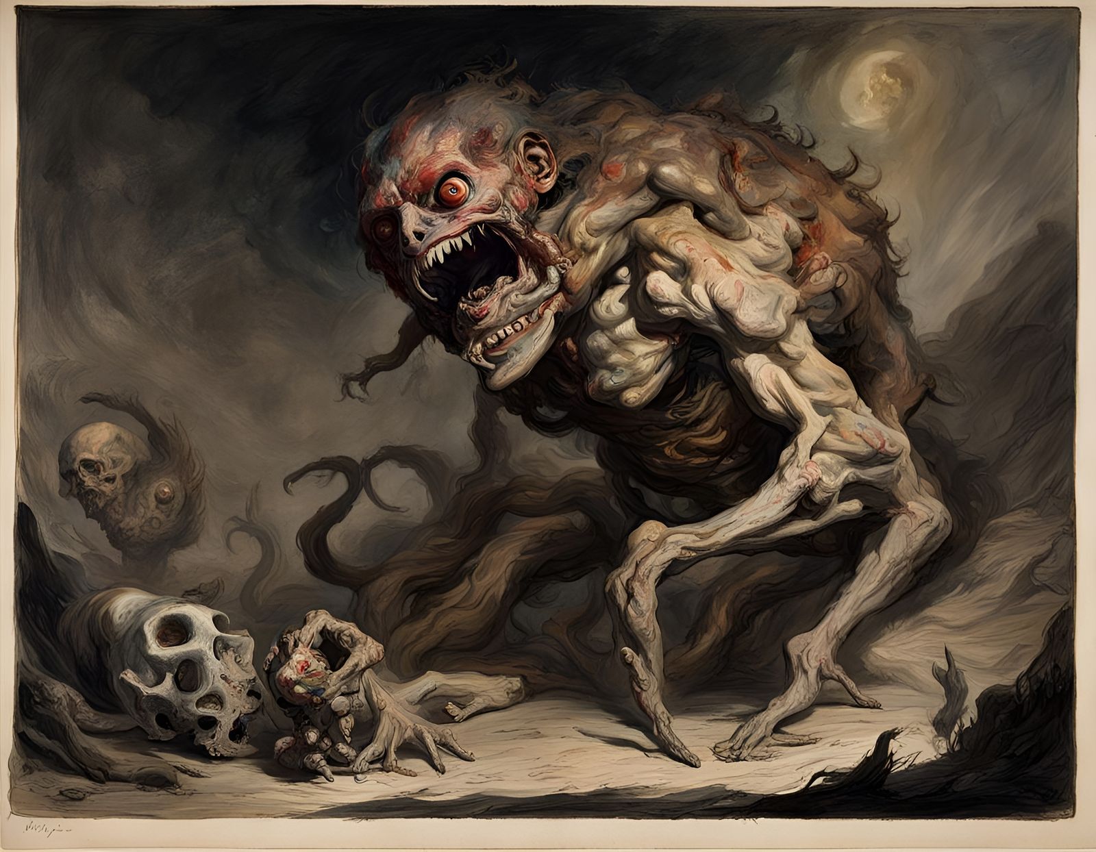 Fantastical Jejunum Monster Inspired by Goya and Delacroix