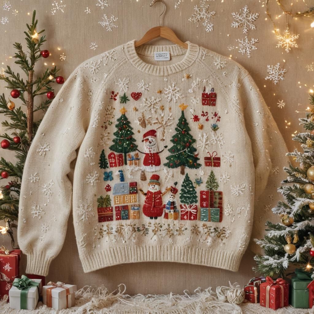 Winter Wonderland Christmas Scene in Whimsical Watercolor St...