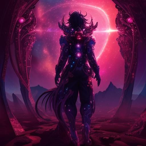 Anime Cosmic Wallpaper in Maximalist Style