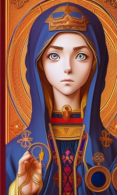 Orthodox Saint Icon in Manga Style