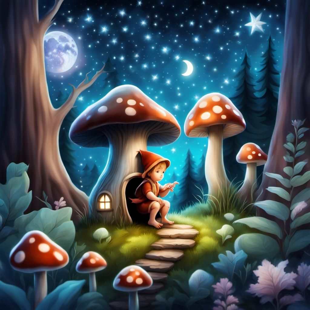 Baby Fairy Searches for Mushroom Home