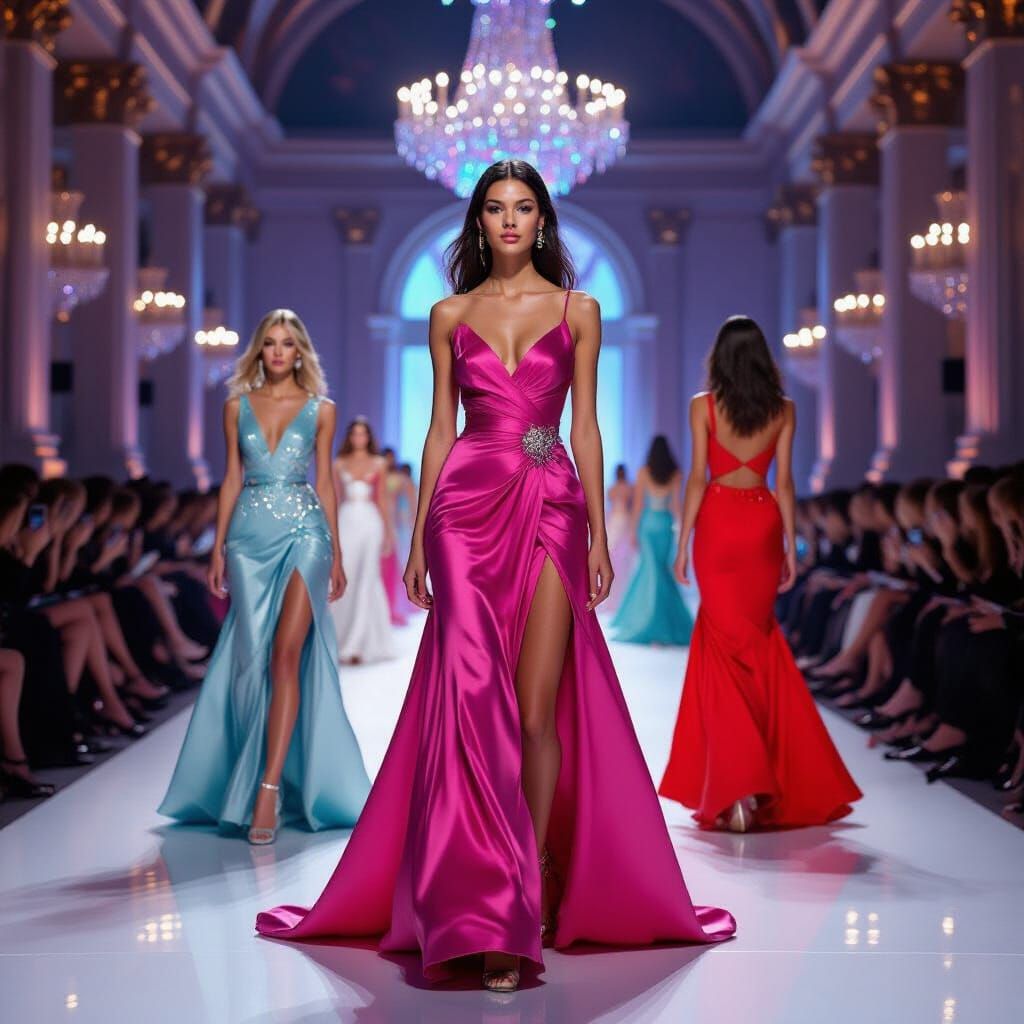 Runway Models in Romantic Futuristic Style