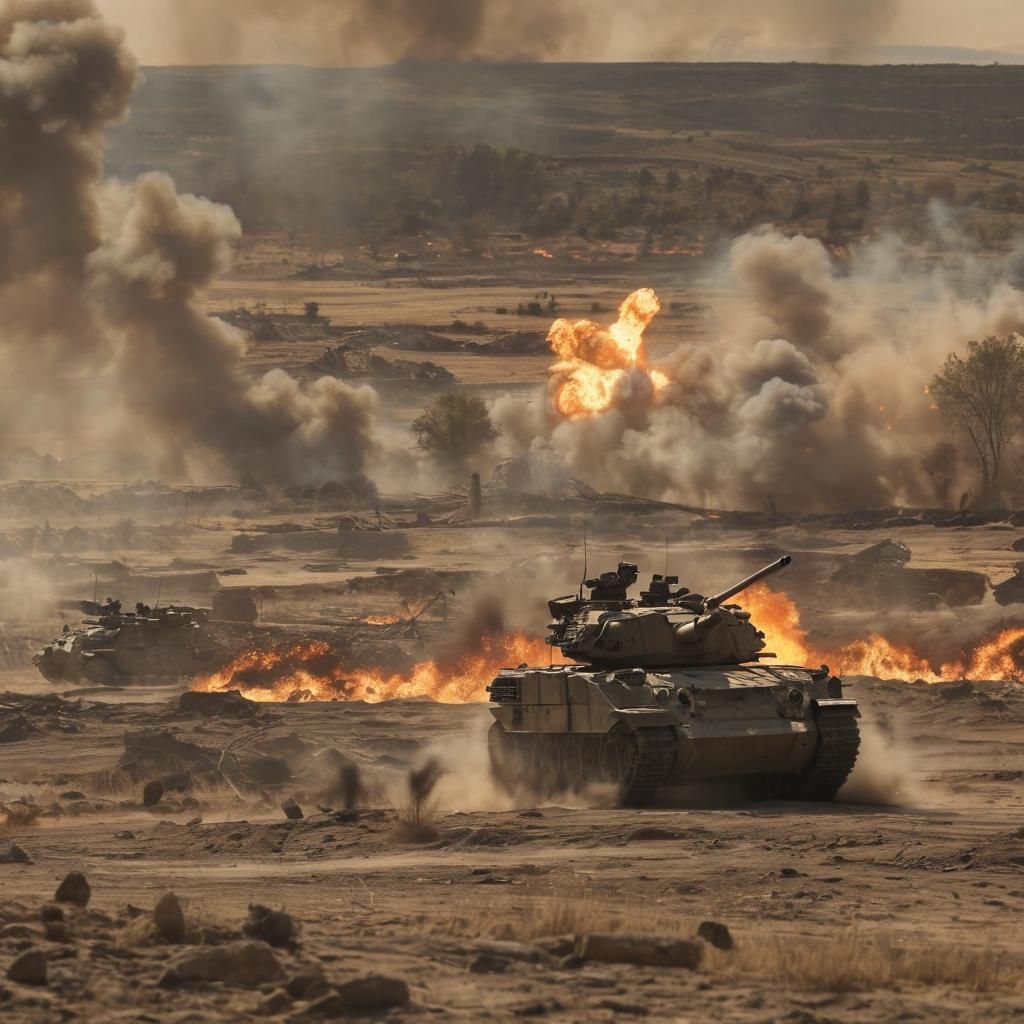 Intense Battlefield Scene with Panzer Division