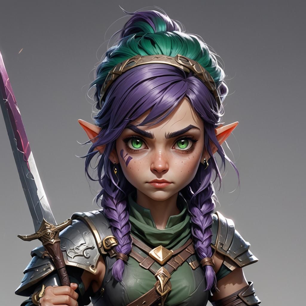 Gnome Rogue Barbarian Portrait in Digital Art Style