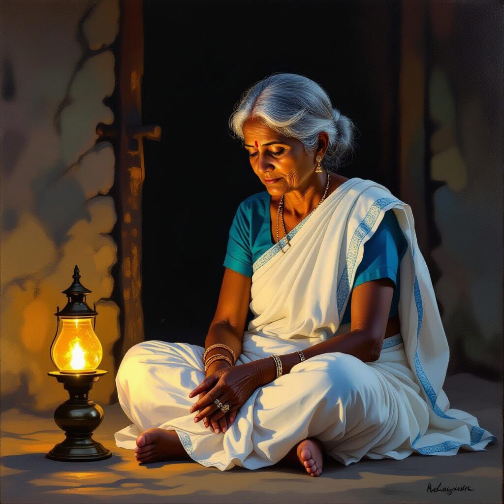 Keshari Boro: Mother's Quiet Strength by Oil Lamp
