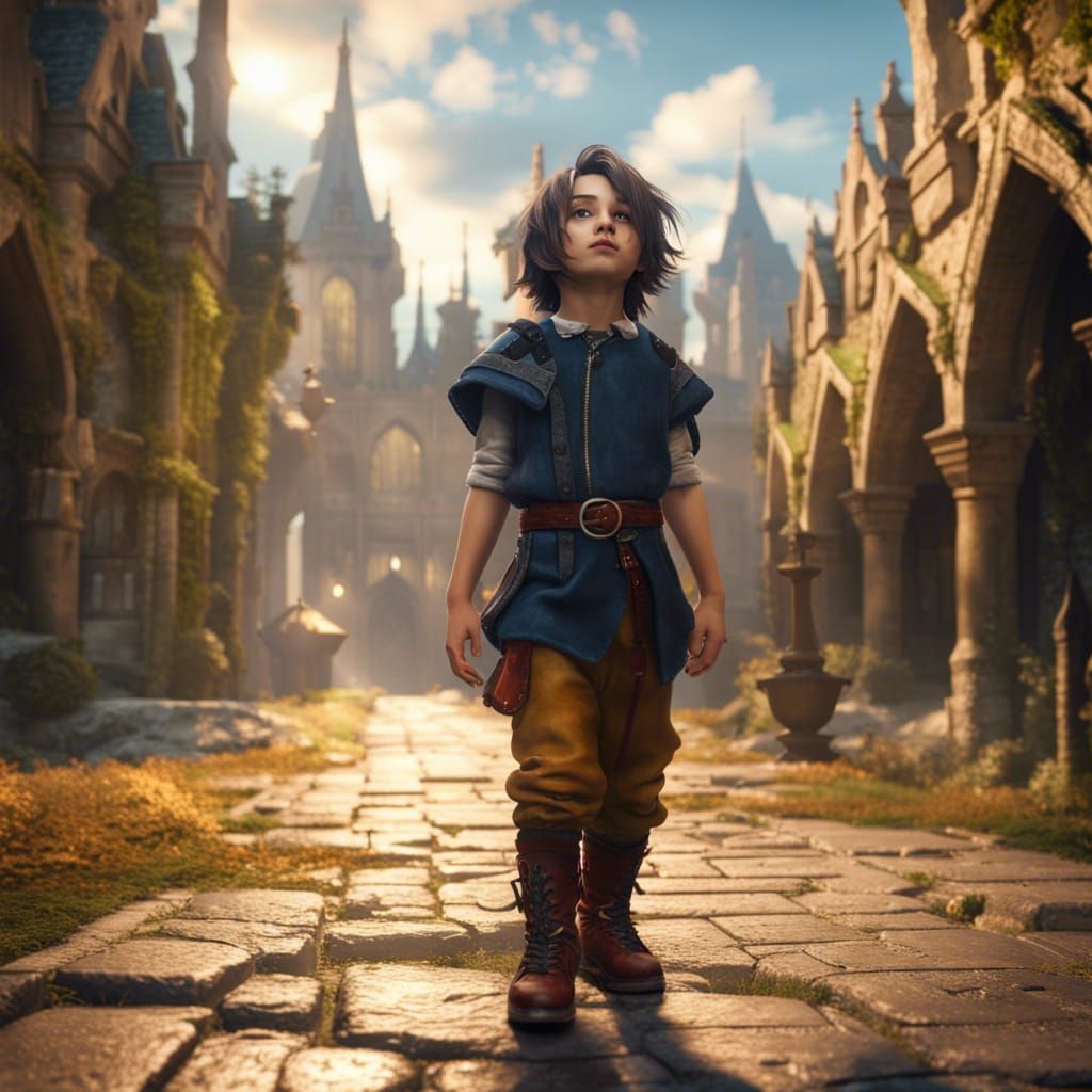 Giant Boy in Gothic Fantasy Style, 3D Render