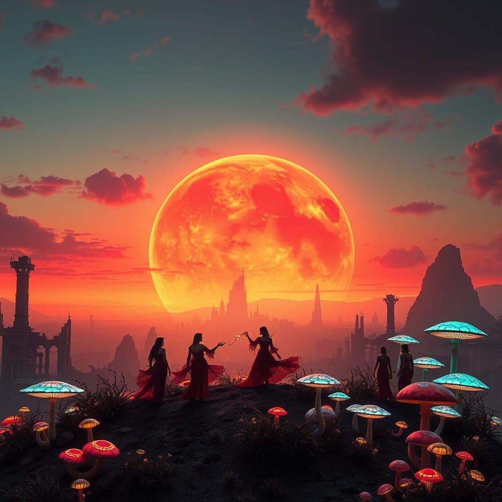 Futuristic Earthscape Amidst Apocalypse, with Vibrant Surviv...