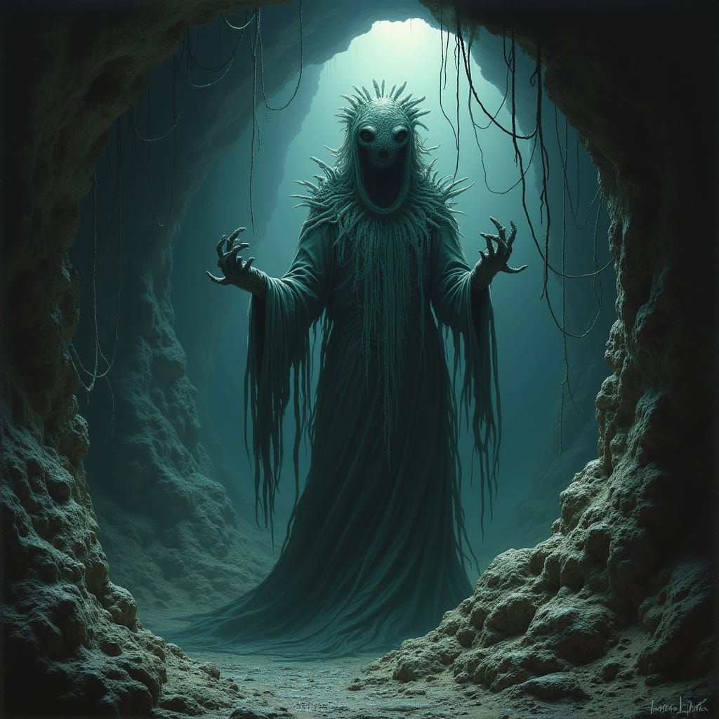 Scylla: Monster of the Sea Cave, in Gothic Art Style