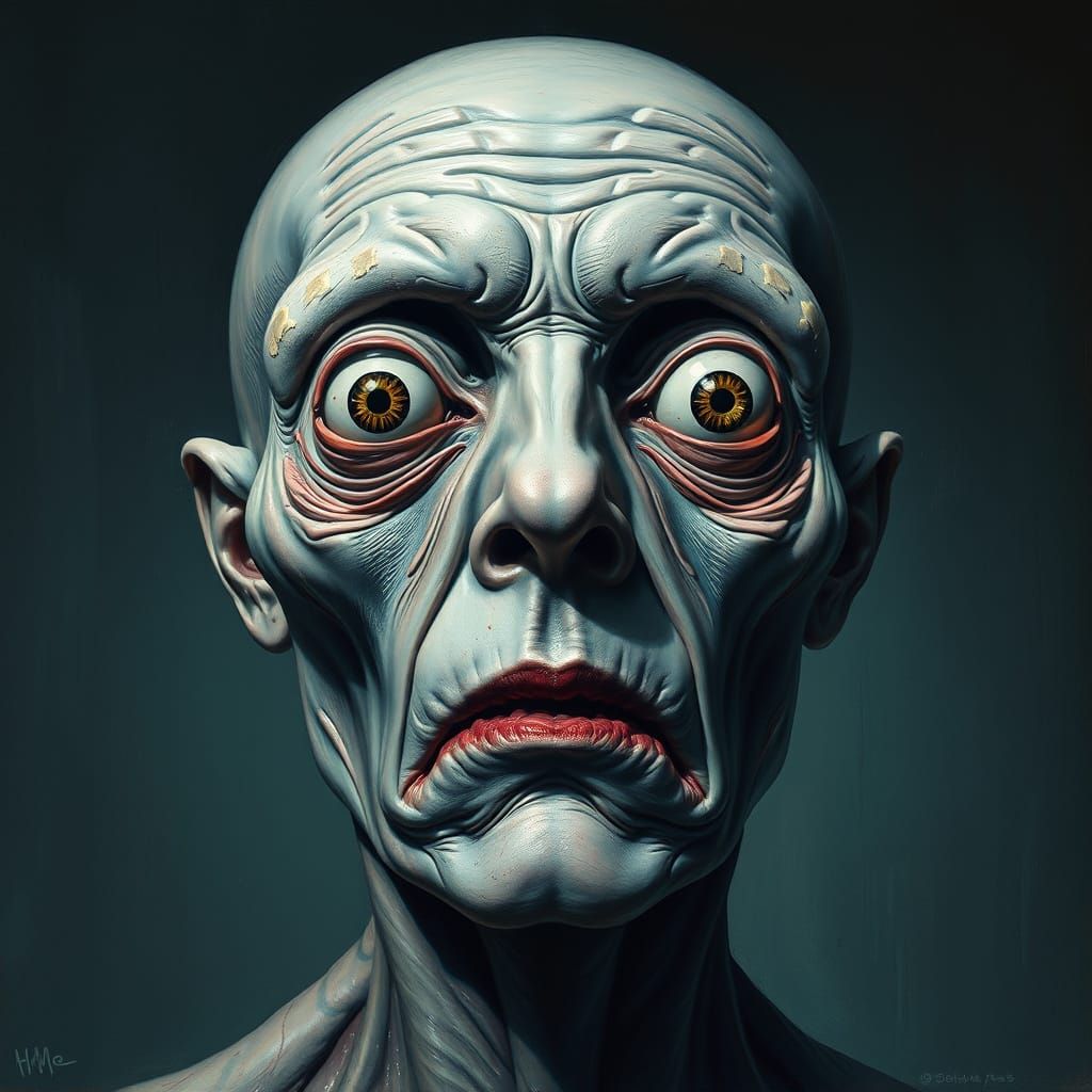 Macabre Portrait of Skin Taut Figure