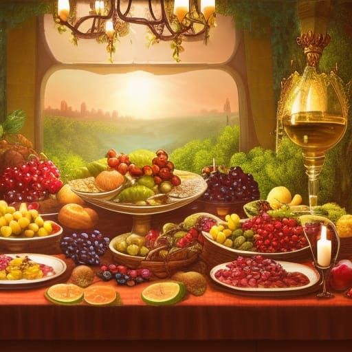 Festive Table Setting in Golden Hour Light