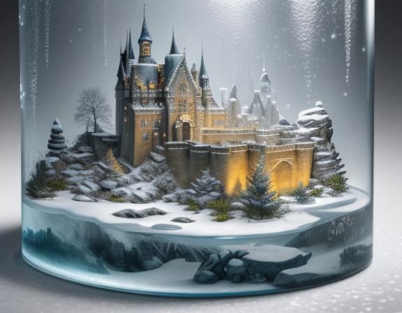 Icy Castle Diorama in Golden Hour Light