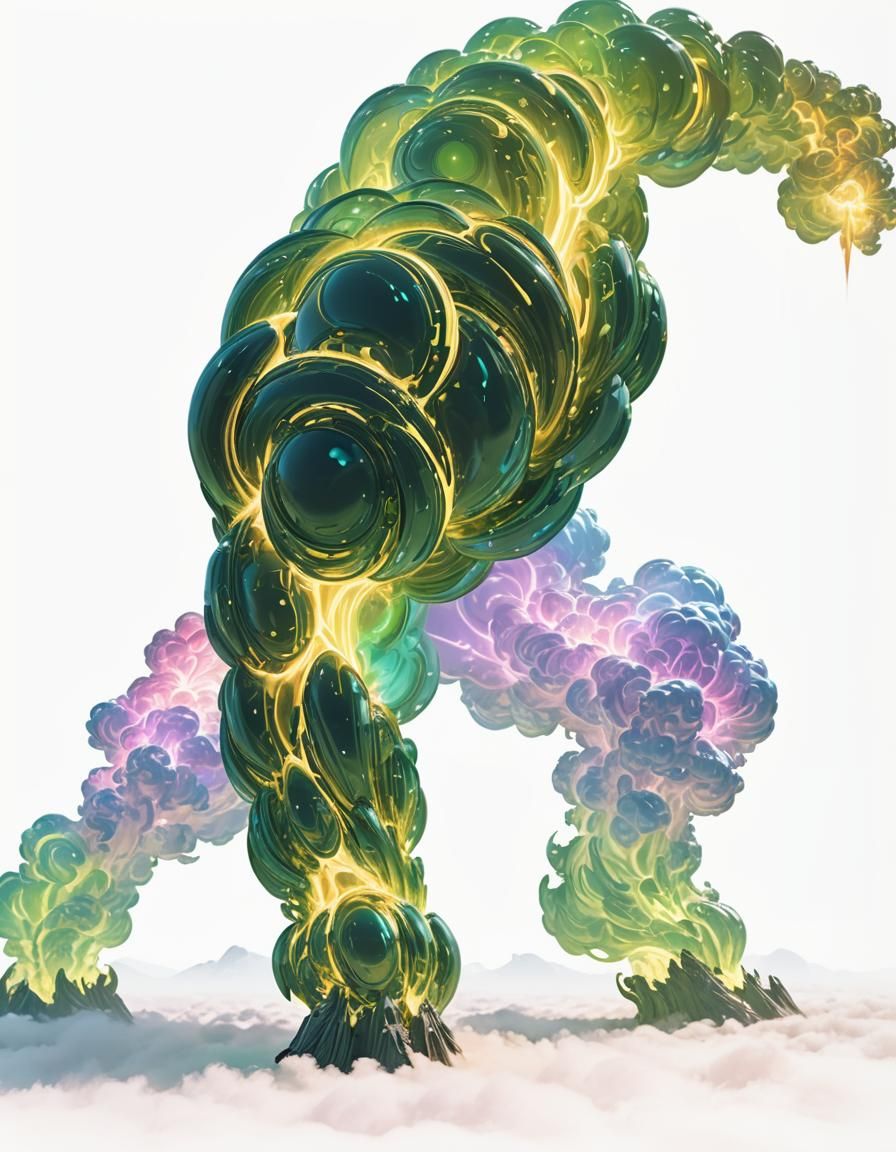 Magical Fire Swirls in Holographic Landscape