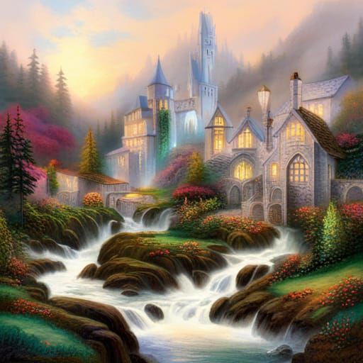 Ethereal Rivendell in a Detailed Fantasy Landscape