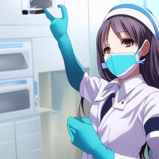 Anime Style Dental Hygienist with Mask
