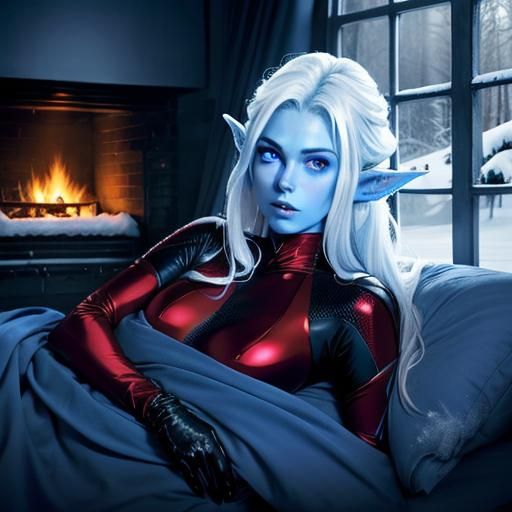 Dreamlike Film Still of Frail Elf in Bed