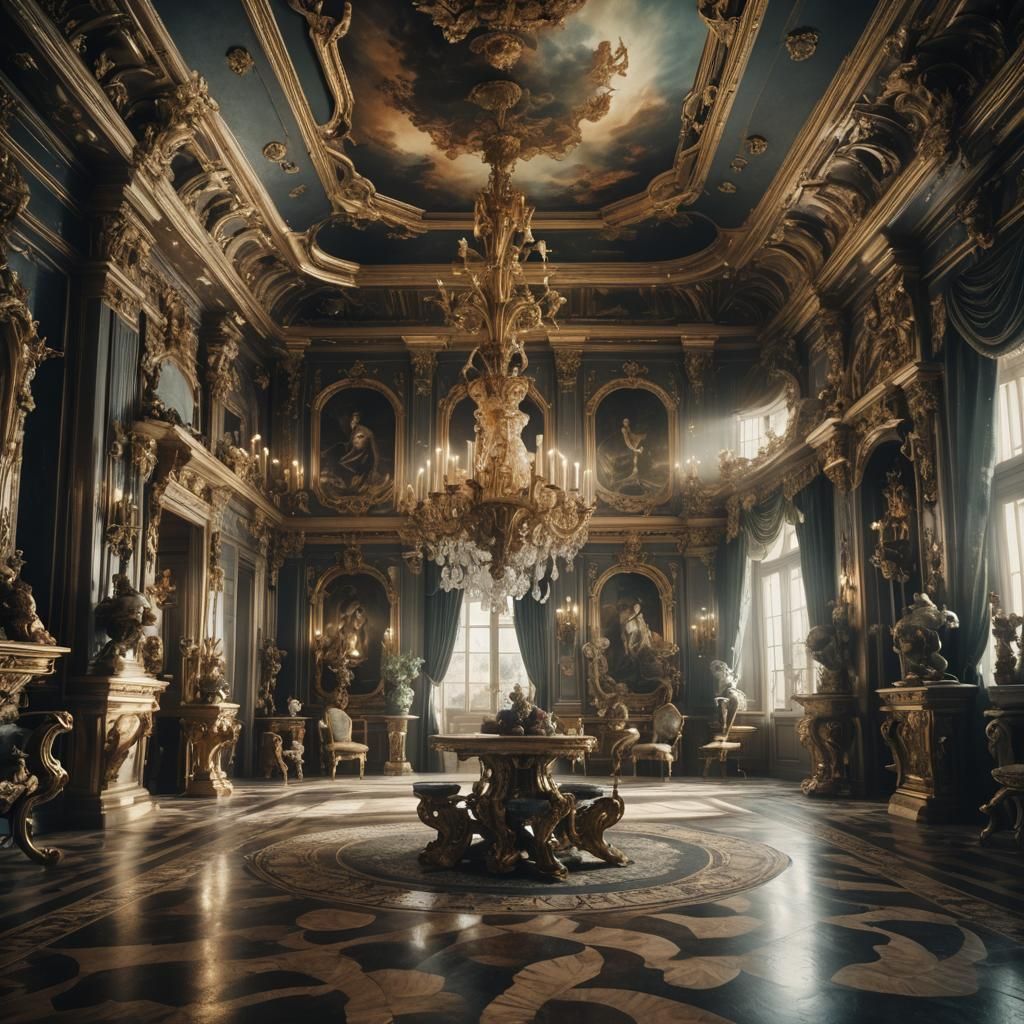 Alien Baroque Interior Design in CGI Style