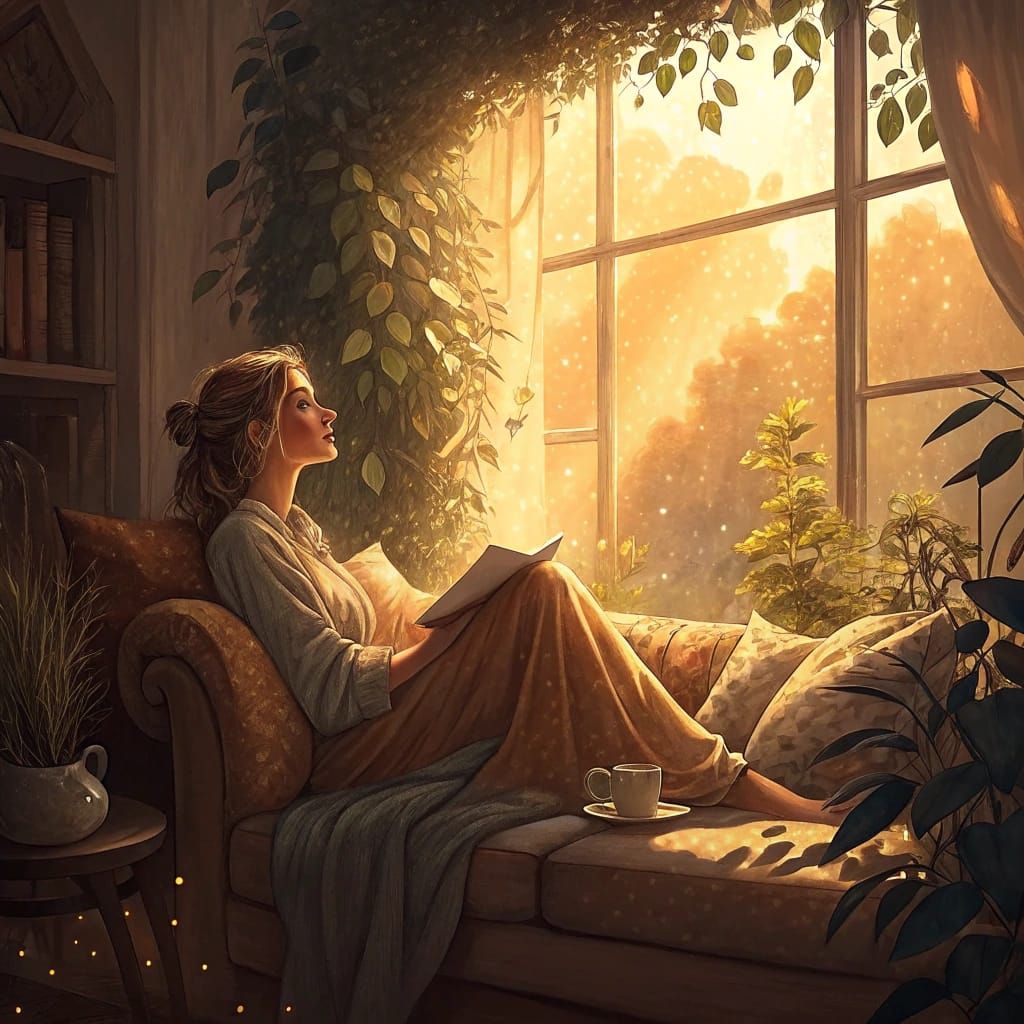 Impressionist Woman in Serene Morning Scene