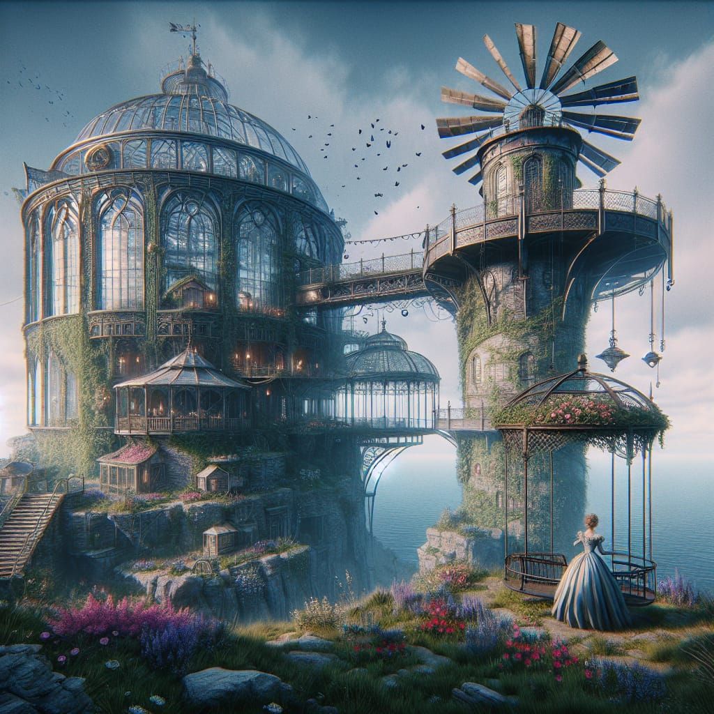 Steampunk Castle with Vintage Fairground Ride