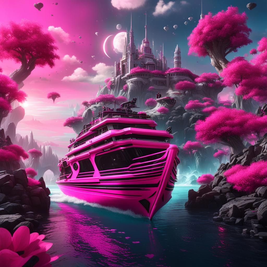 Futuristic Ferry in Platina Utopia: Sci-Fi Concept Art