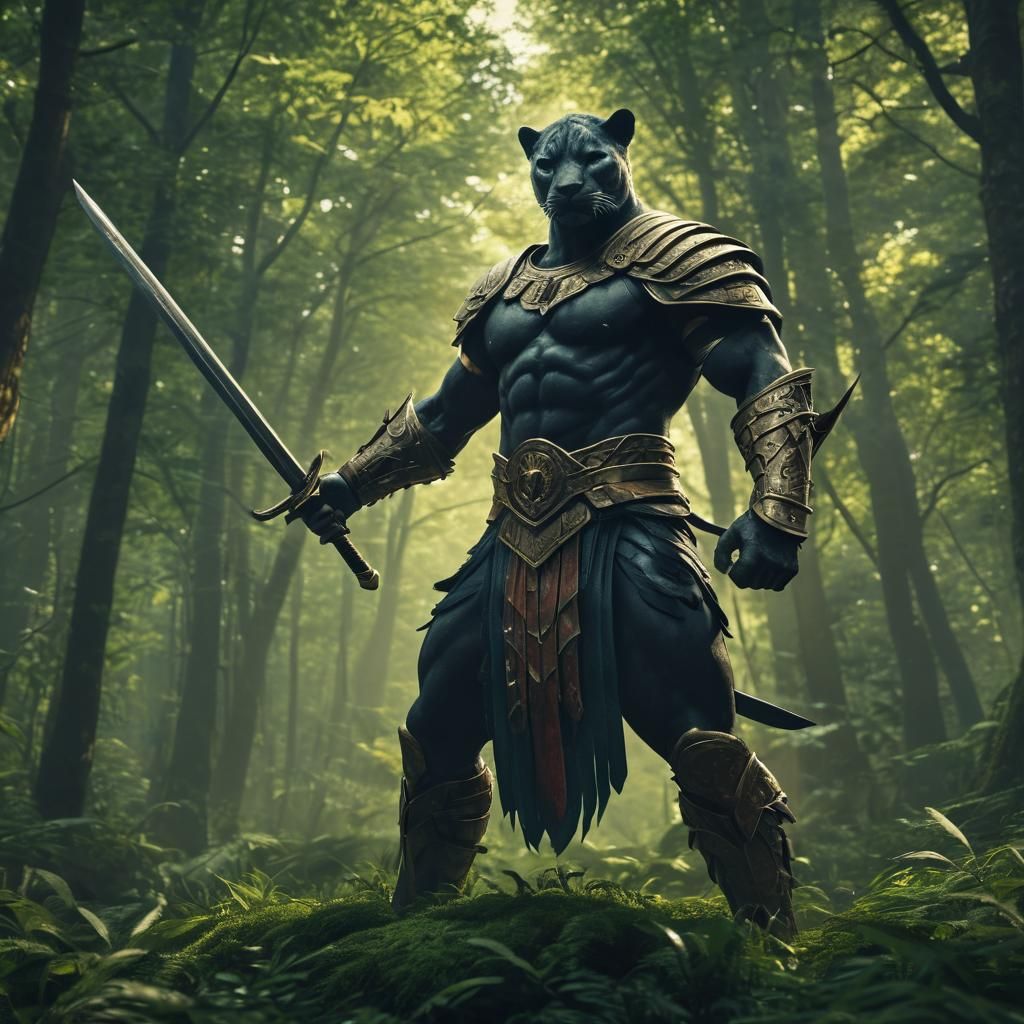 Panther Gladiator in Spartan-Samurai Armor