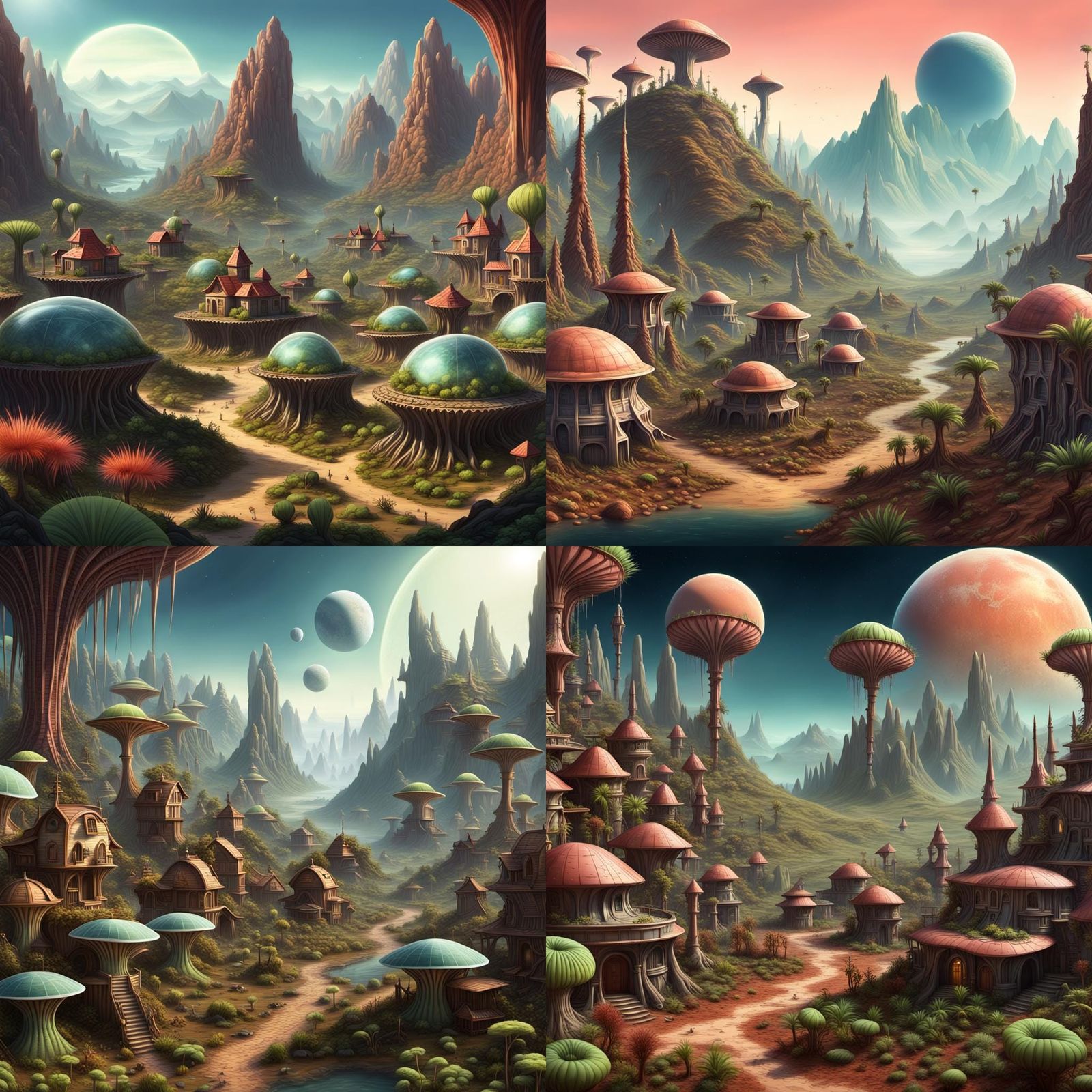Detailed Village on an Alien Planet