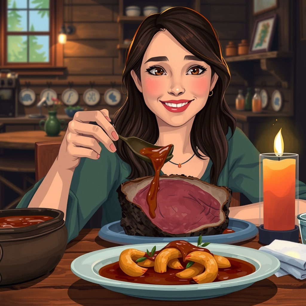 Becky Savoring Roast Beast: Digital Illustration