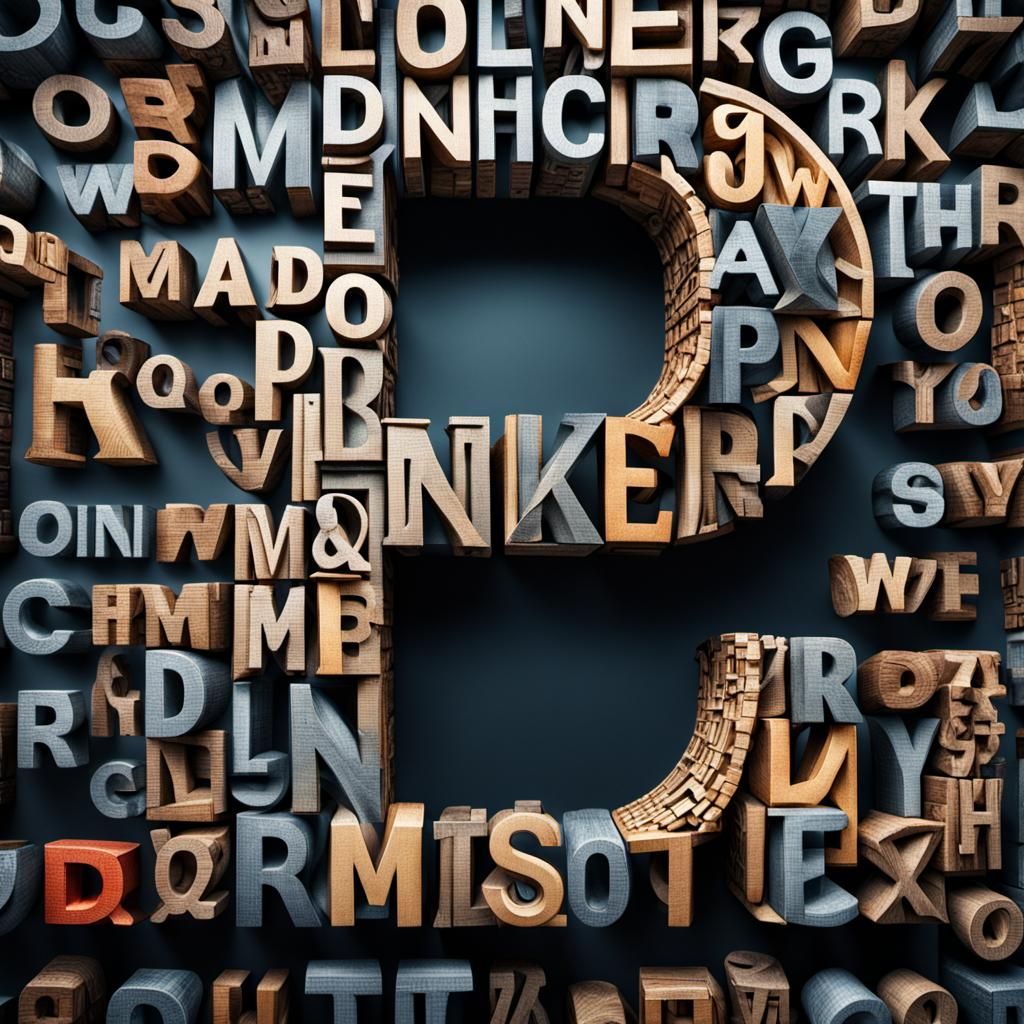 Word Made of Letters in Hyperrealistic Style